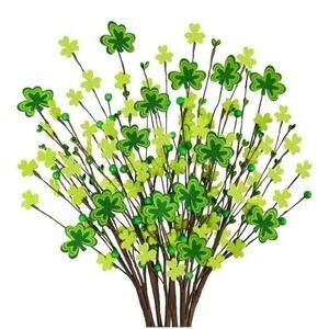 St. Patricks Day Green Clover Pip Berries Floral Pick Stem Spray Branch